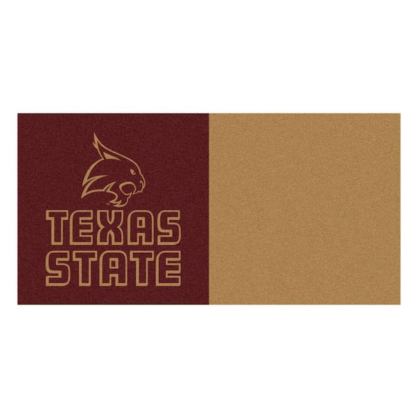 FANMATS NCAA - Texas State University Burgundy and Gold Pattern 18 in. x 18 in. Carpet Tile (20 Tiles/Case)