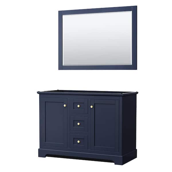 Wyndham Collection Avery 47.25 in. W x 21.75 in. D Vanity Cabinet Only with Mirror in Dark Blue