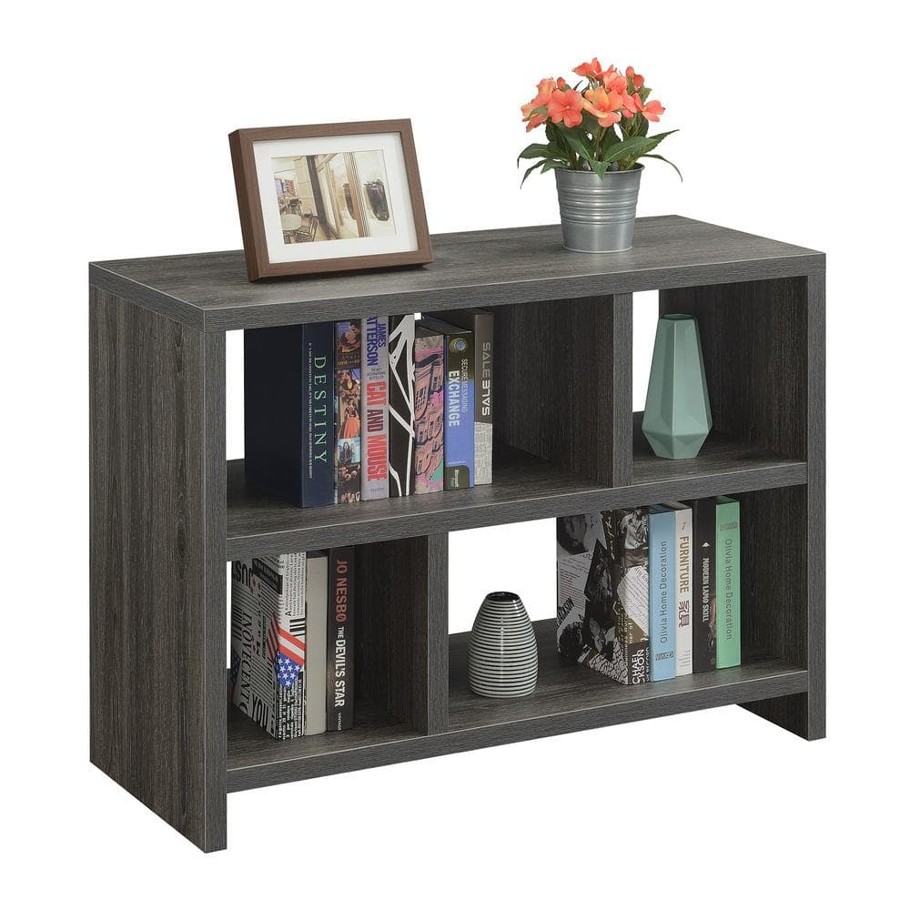 Weathered Gray Modern 3-Tier Hollow Core Console Bookcase