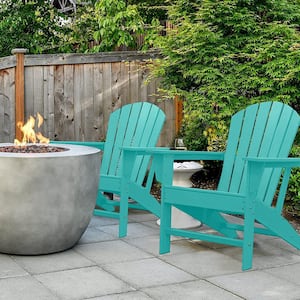 Classic Turquoise Blue Composite of Adirondack Chair with Side Table (Set of 2)
