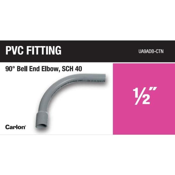 1/2 in. 90-Degree Schedule 40 Electrical PVC Belled End Standard Radius Elbow (Case of 40) (UA9ADB-40-HD)