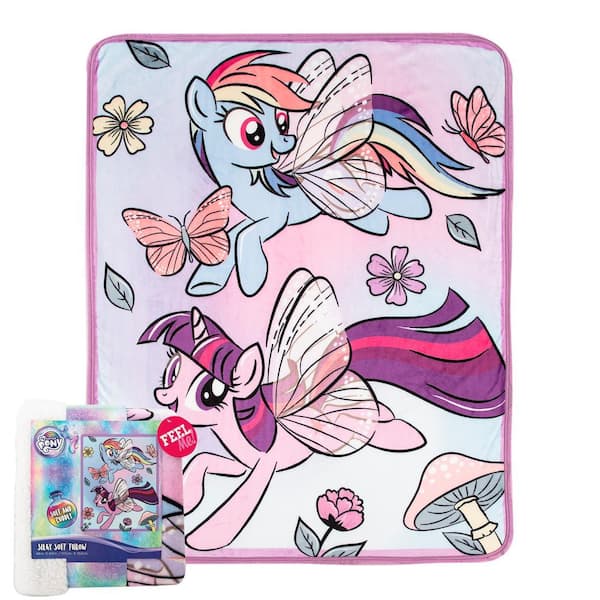 My Little Pony Floral Flight Silk Touch Sherpa Multi-Colored Throw Blanket