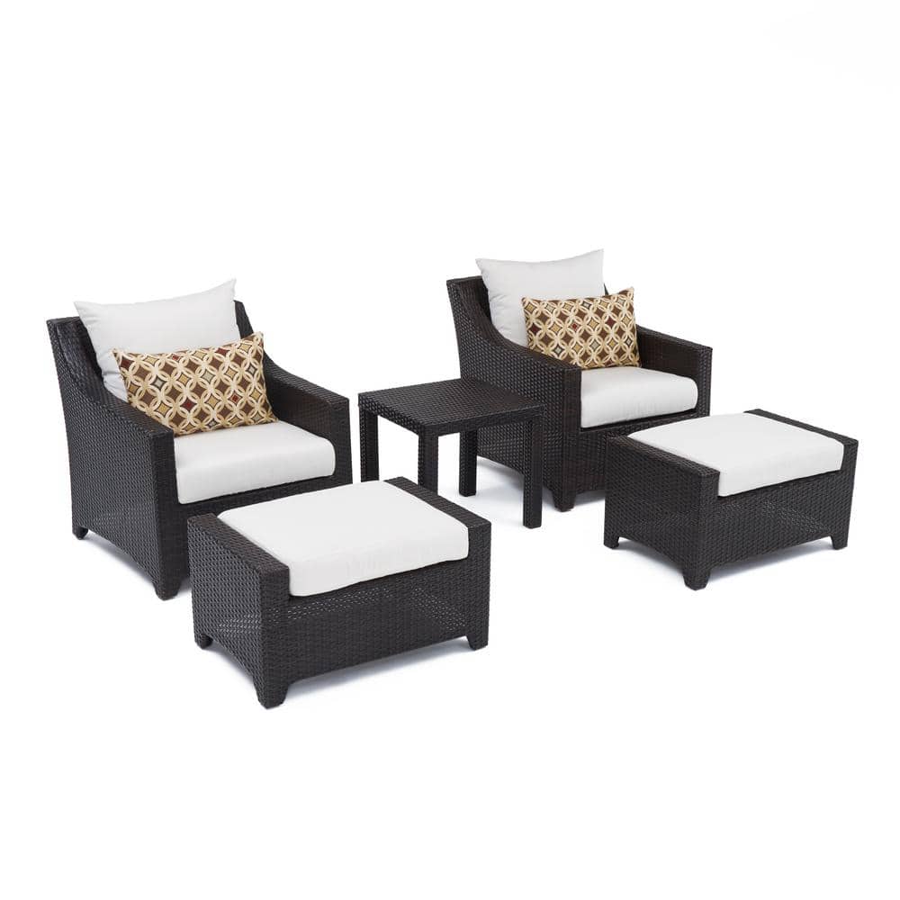 5 Piece Patio Club Chair, Patio Furniture Set Outdoor Chairs With Ottomans