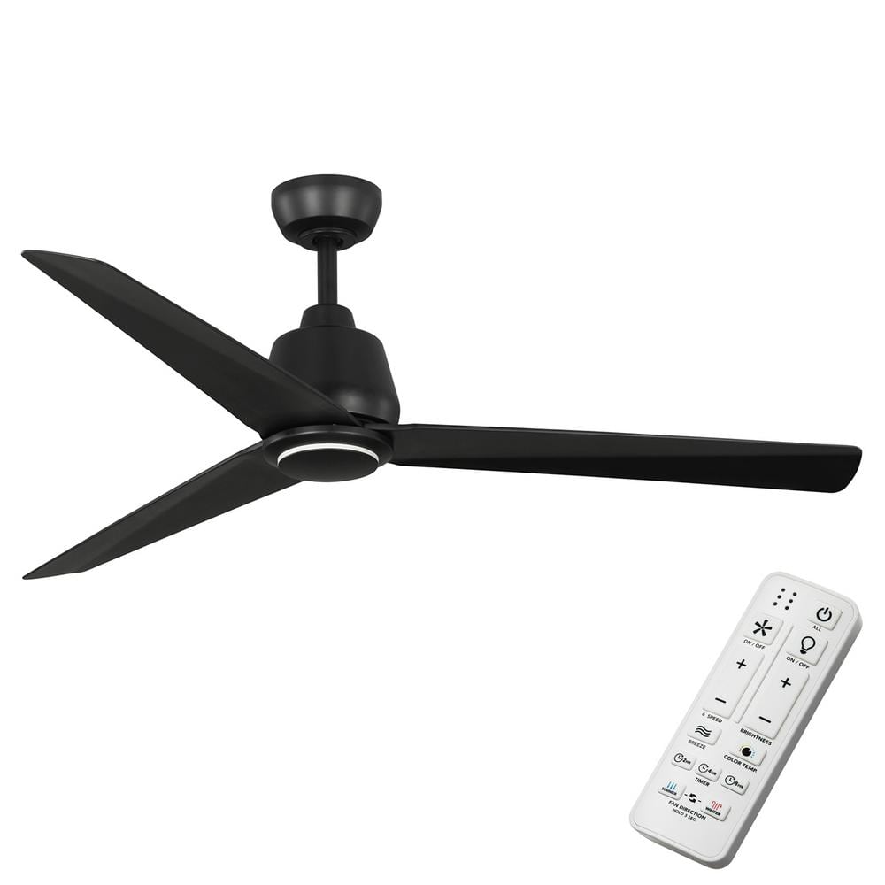 Hampton Bay Sandro 56 in. Indoor/Outdoor Matte Black Ceiling Fan with Remote and White Color