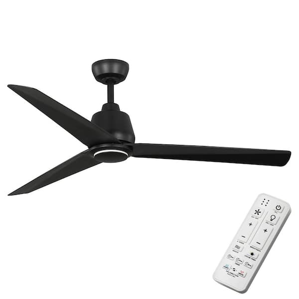 Hampton Bay Sandro 56 in. Indoor/Outdoor Matte Black Ceiling Fan with Remote and LED Accent Ring Light