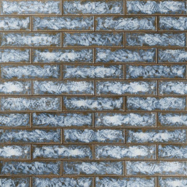 Merola Tile Gaudi React Brick Marina 2-3/8 in. x 9-3/4 in. Porcelain Floor and Wall Tile (5.78 sq. ft./Case)