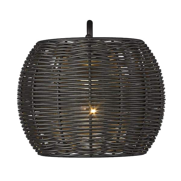 Golden Lighting Vail 1-Light Natural Black Hardwired Outdoor Wall Lantern Sconce with Dimmable