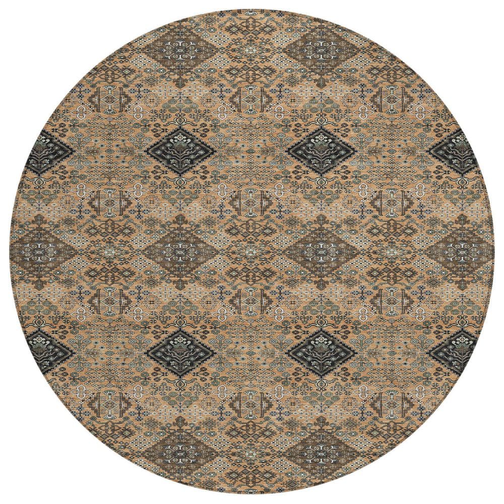 Chantille Machine Washable Indoor/Outdoor Abstract ACN2477 Copper 8 ft. x 8 ft. Round Rug price history on PriceWatchPro