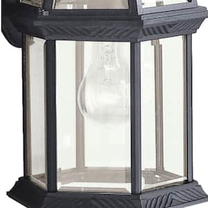 Barrie 15.5 in. 1-Light Black Outdoor Hardwired Wall Lantern Sconce with No Bulbs Included (1-Pack)