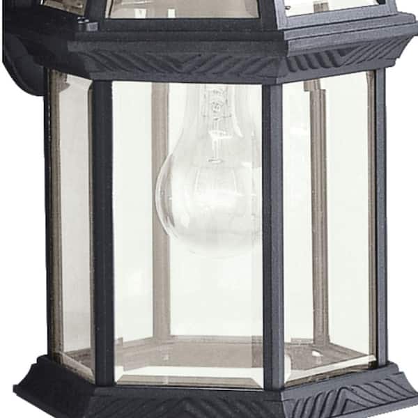 Barrie 15.5 in. 1-Light Black Outdoor Hardwired Wall Lantern Sconce with No Bulbs Included (1-Pack)