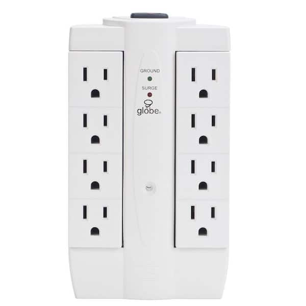 Globe Electric 8-Outlet Swivel Surge Tap with Surge Protection - White