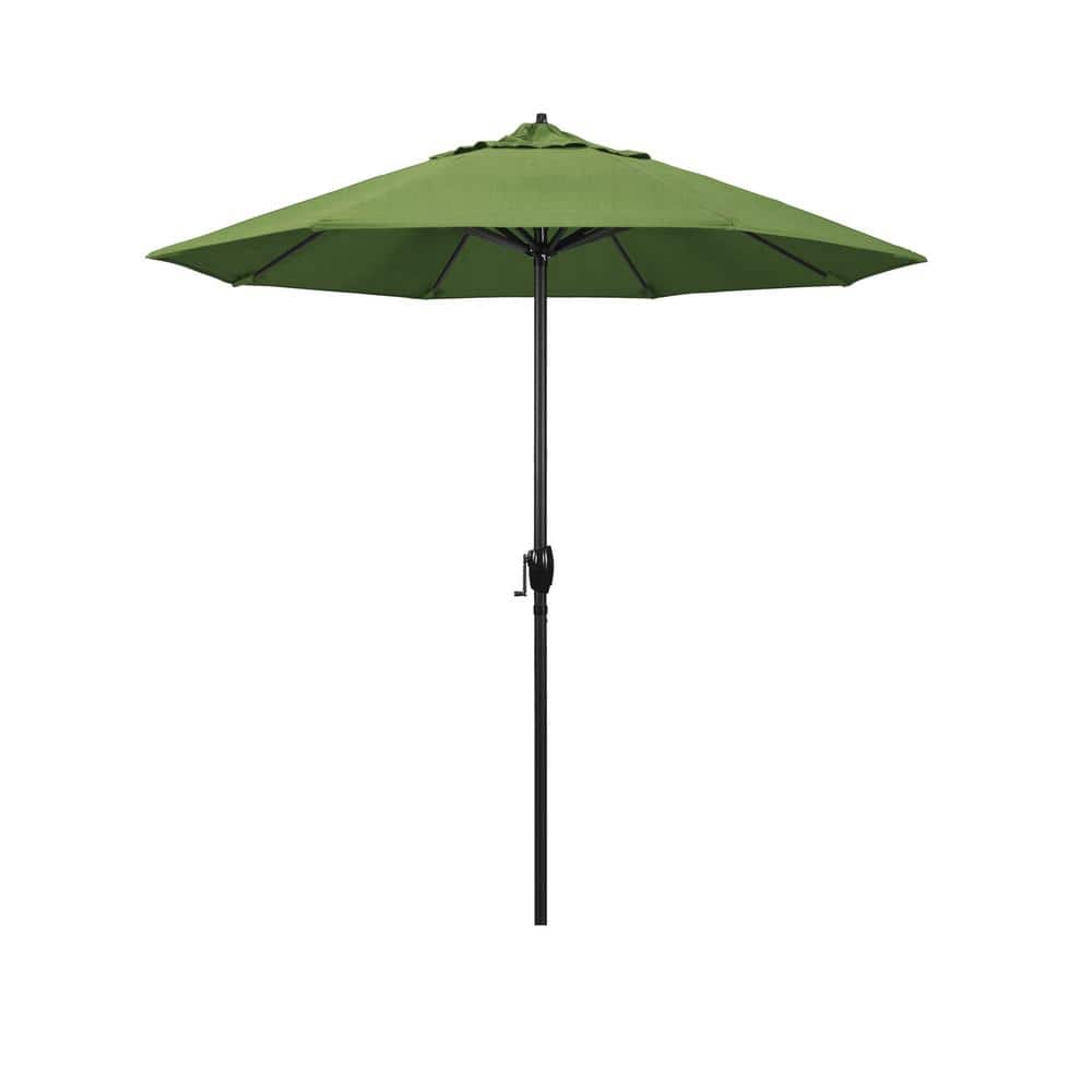 California Umbrella 7.5 ft. Black Aluminum Market Patio Umbrella Auto Tilt in Spectrum Cilantro Sunbrella