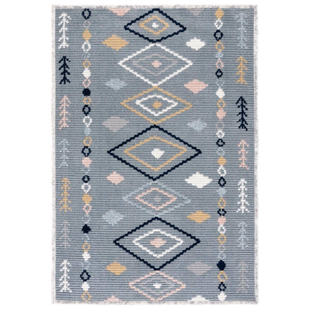 Marrakesh Grey and Multicolor Geometric 4' x 6' Wool Area Rug