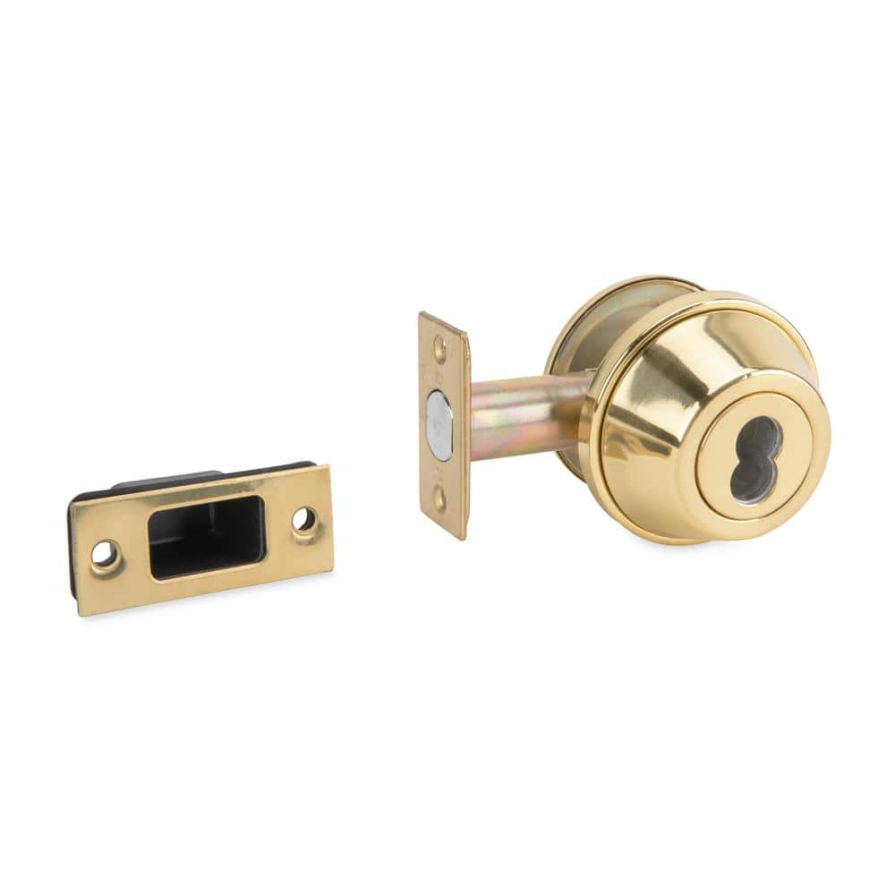 Taco 200 Series Grade 3 Bright Brass Single Cylinder Tubular Deadbolt with IC Less Core