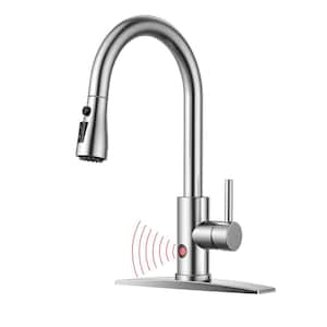 Touchless Single Handle Pull-Down Sprayer Kitchen Faucet with Motion Sensor Pull Out Spray Wand in Brushed Nickel