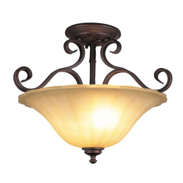 Bel Air Lighting Stewart 2-Light Ceiling Rubbed Oil Bronze Incandescent Semi Flush Mount