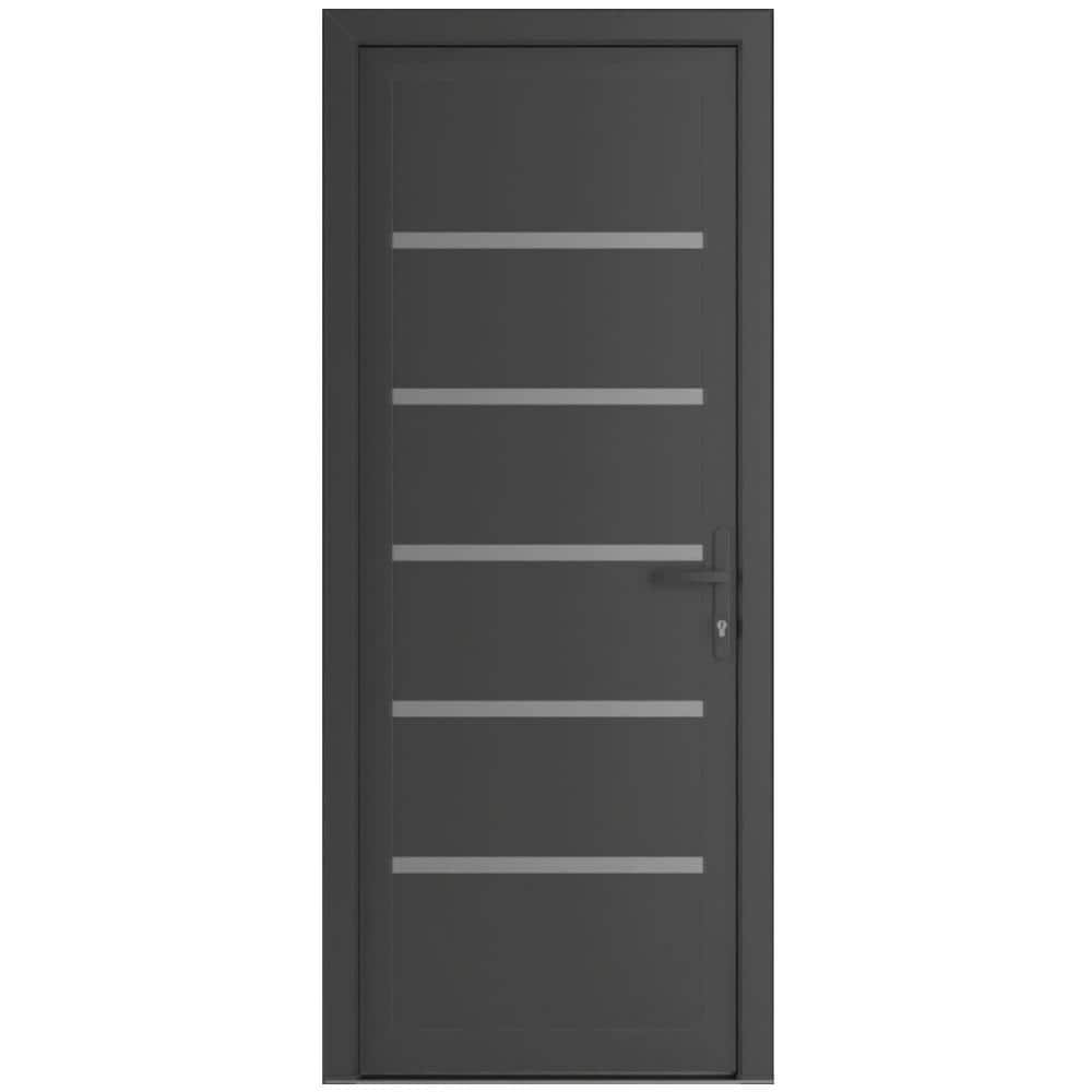 30 in. x 80 in. Left-hand/Inswing  Antracite Grey Steel Prehung Front Door with Hardware price history on PriceWatchPro
