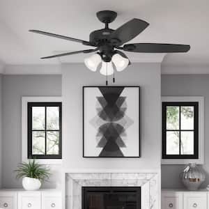 Builder 52 in. Indoor Matte Black Ceiling Fan with Light Kit Included
