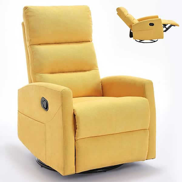 Boyel Living Yellow Ergonomic Fabric Manual Recliner Chair with Rocker and Swivel for Living Room