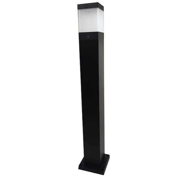 Line Voltage Black 1200 Lumens Hardwired Integrated LED Square Bollard Light