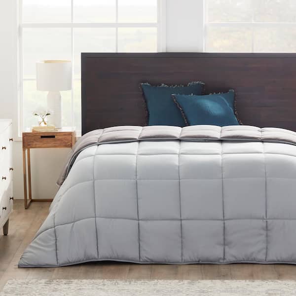 Brookside Down Alternative Reversible Quilted Twin Comforter in Stone/Charcoal