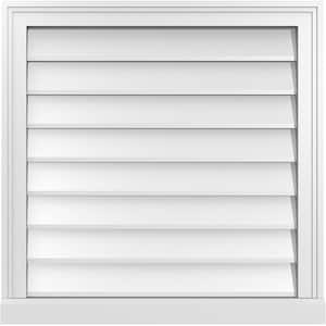 26 in. x 26 in. Vertical Surface Mount PVC Gable Vent: Decorative with Brickmould Sill Frame