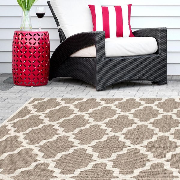 Gina Moroccan Trellis Taupe Doormat 2 ft. x 3 ft. Indoor/Outdoor Patio Area Rug