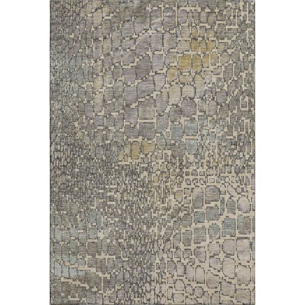 Mayfield Premium Machine Washable Abstract AMF988 Putty 3 ft. x 4 ft. Area Rug