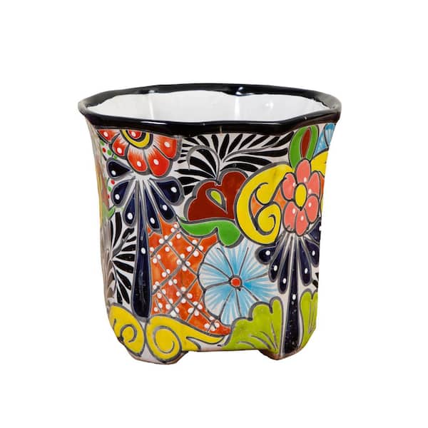 9.5 in. x 10 in. Handmade Mexican Talavera Ceramic Planter