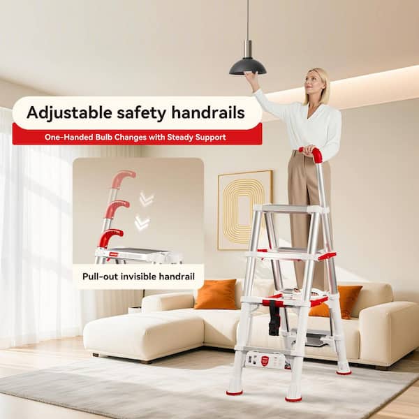3.5 ft. Aluminum Folding Step Ladder (8 ft. Reach) with Adjustable Handrail, 600 lbs. Load Capacity Type IAA Duty Rating