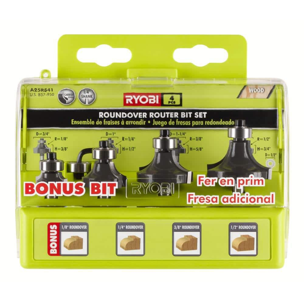 RYOBI Roundover Router Bit Set (4-Piece)-A25RS41 - The Home Depot