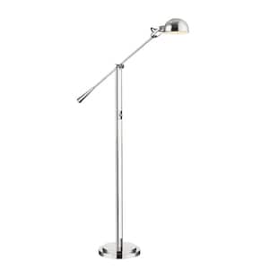 Grammercy Park 82.5 in. Polished Nickel 1-Light Dimmable Floor Lamp with Polished Nickel Steel Shade