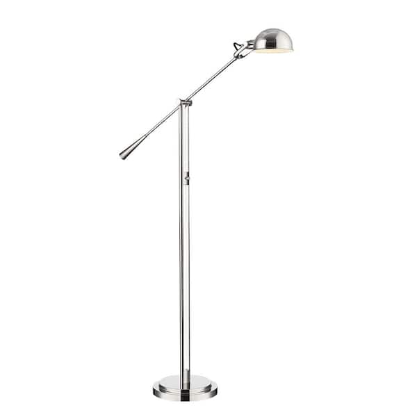 Unbranded Grammercy Park 82.5 in. Polished Nickel 1-Light Dimmable Floor Lamp with Polished Nickel Steel Shade