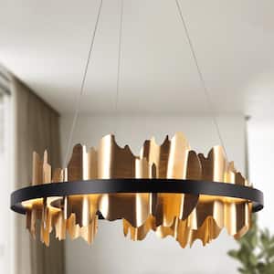 Synthienniser 1-Light Integrated LED Plating Brass and Matte Black Acrylic Chandelier