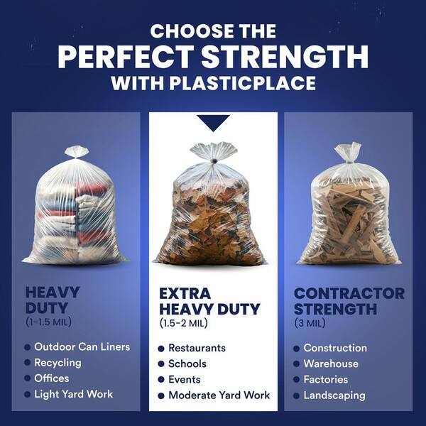 Plasticplace 55-60 Gallon Trash Bags - Heavy Duty Cote dIvoire