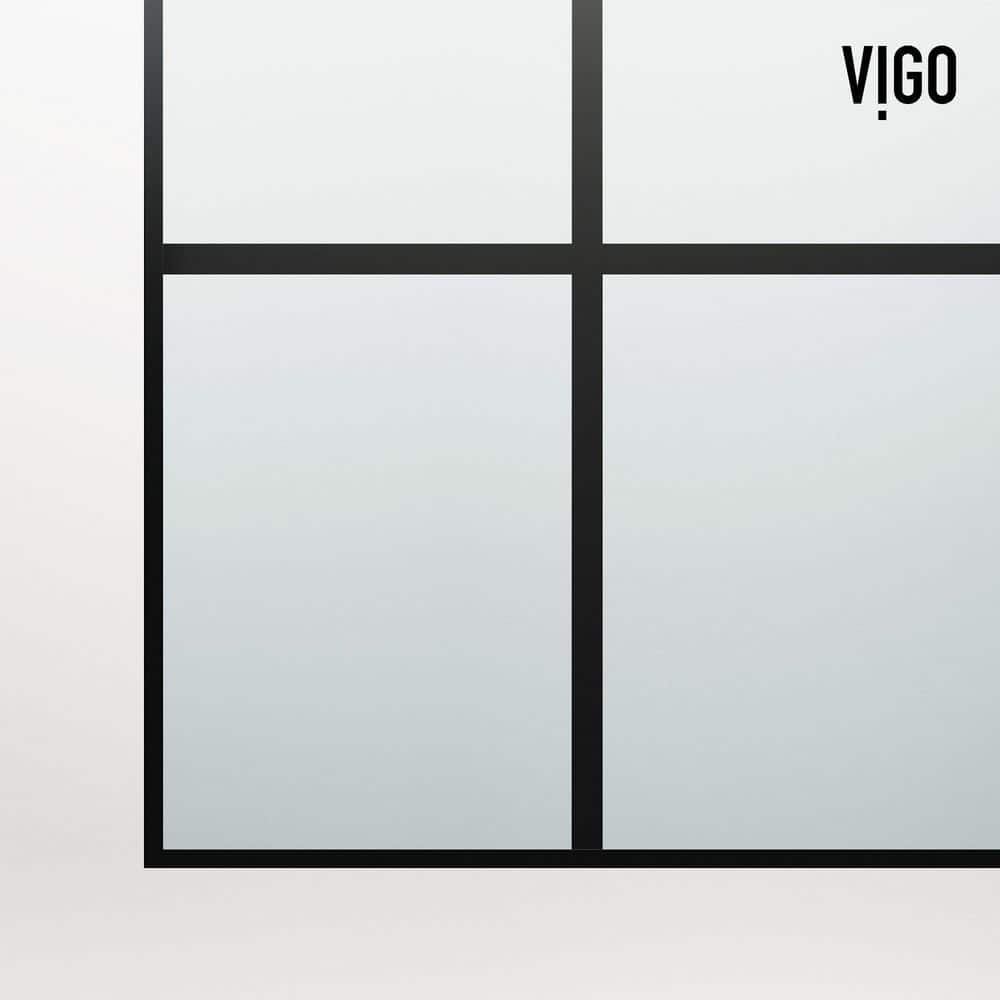 Arden 34" W x 78" H Matte Black Framed Shower Screen with Clear Grid Glass