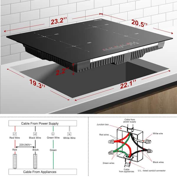 24 in. 4 Elements Smooth Top Induction Cooktop in Black with Boost Function