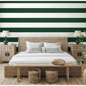 Marine Green Dylan Striped Stringcloth Paper Unpasted Wallpaper Roll 60.75 sq. ft.