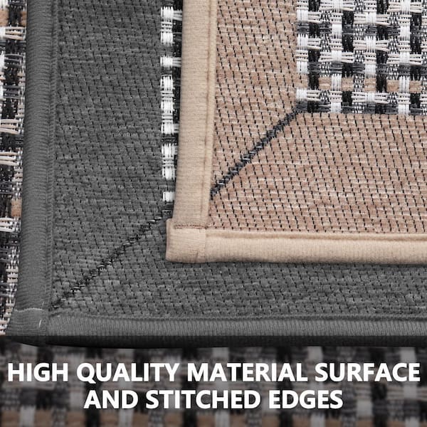 Indoor 2 Piece Kitchen Mats Set Low Pile with Rubber Backing, 19.7 in. x 31.5 in. to 19.7 in. x 70.9 in. Beige