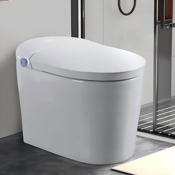 Elongated Smart Bidet Toilet 1.28 GPF in White with Auto Open/Close, Heated Seat, Warm Water Wash, and Dryer