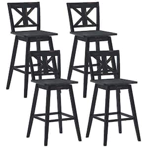 4PCS 43 in. High back Swivel Bar Stools 29'' Counter Height Chairs w/Footrest Black