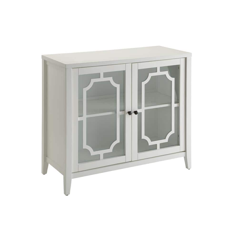Classic Romantic White Wooden Console Table with Glass Storage