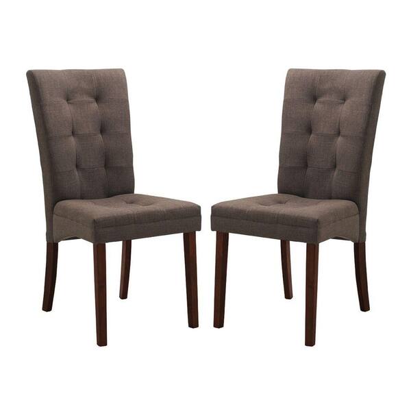 Baxton Studio Anne Brown Fabric Upholstered Dining Chairs (Set of 2)