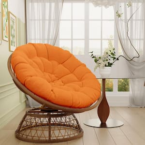 Wicker Outdoor Lounge Chair Papasan Chair with Dark Blue