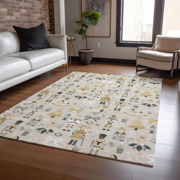 Chantille Machine Washable Indoor/Outdoor Abstract ACN1827 Beige 3 ft. x 4 ft. Area Rug