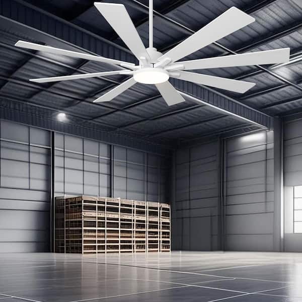 72 in. Indoor Integrated LED Matte White Reversible Ceiling Fan with Light and Remote Control