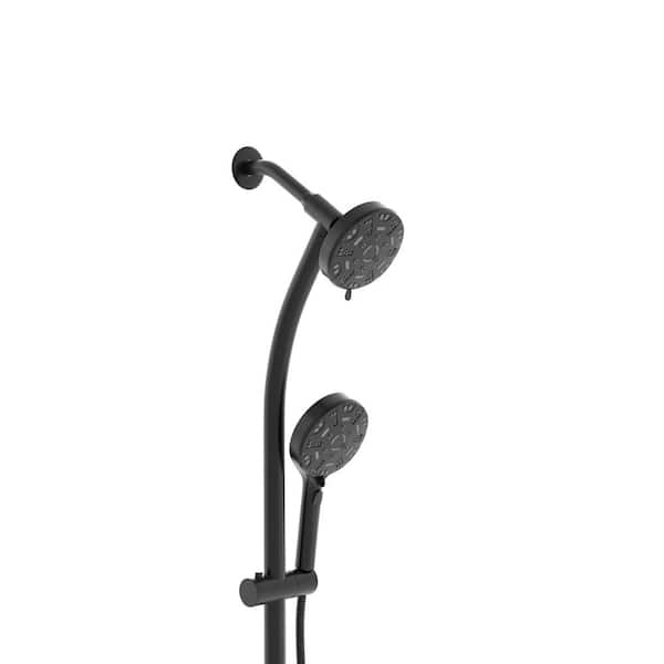 7-Spray Settings Wall Mounted 4.7in. Handheld Shower Head 1.8 GPM Adjustable Dual Shower Heads in Matte Black