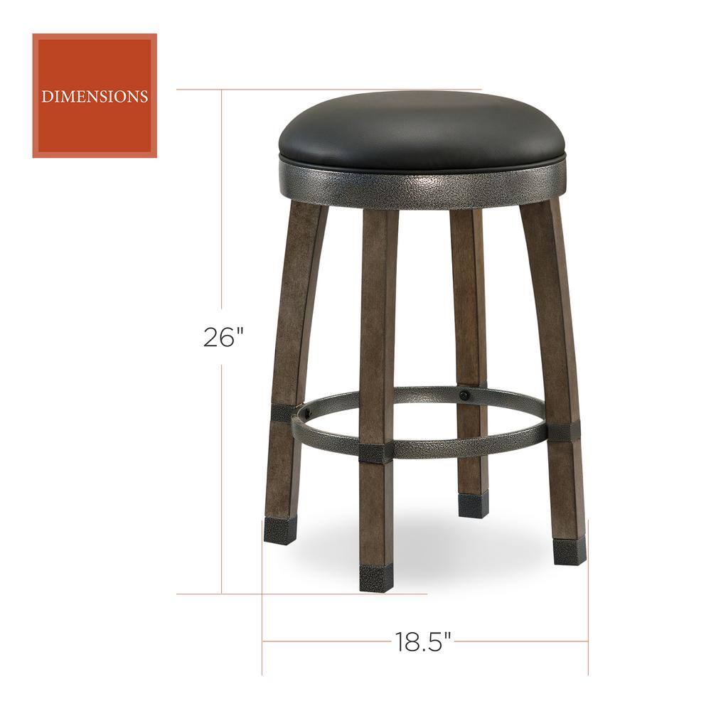 Graystone and Black Swivel Counter Stool with Faux Leather Seat