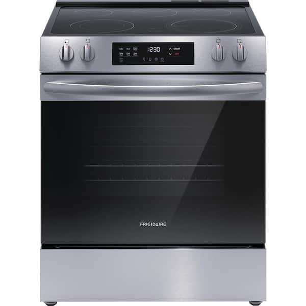 Frigidaire 30 in. 5-Element Slide-In Front Control Electric Range with Steam Clean in Stainless Steel