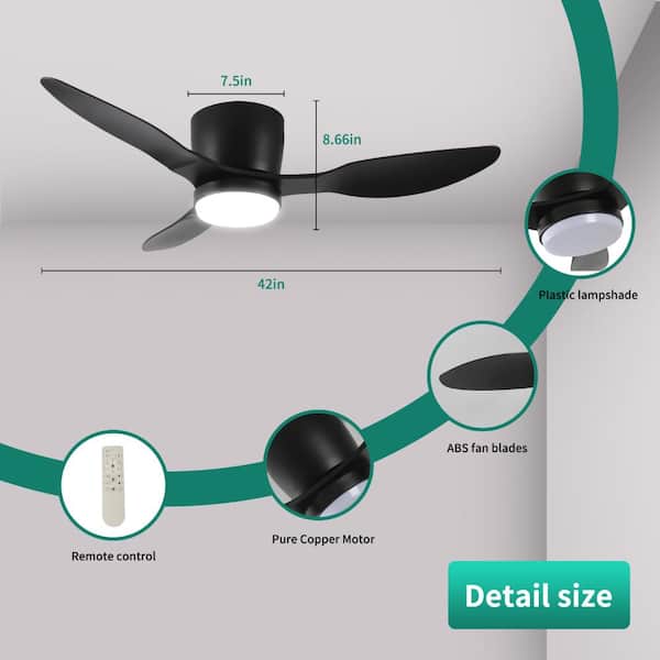 Overhead Fans Duclsaty 42 in. Smart ABS Ceiling Fan with Light, App and Remote ...